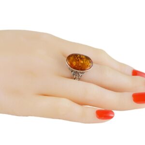 HolidayGiftShops Sterling Silver and Baltic Honey Amber Ring Lois