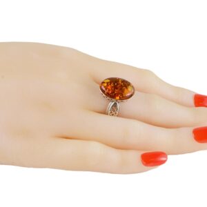 HolidayGiftShops Sterling Silver and Baltic Honey Amber Ring Alaina