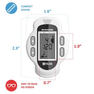 KLIQ MicroNome - Mini Rechargeable Digital Metronome - with Speaker (Digital Volume, Beat and Tempo Adjustment) Designed for use with Piano, Guitar, Saxophone, Flute, Violin, Drum (White)