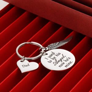 Dad Memorial Gift Keychain for Loss of Father Daughter Son in Memory of Daddy Remembrance Jewelry Sympathy Gift I Used To Be His Angel Keyring