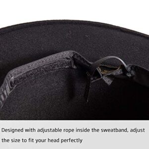 LADYBRO Fedora Hats for Women Wide Brim Hat, Incld 3 Decor Belts, Wool Felt, 58cm Adjustable Women's Fedora