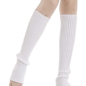 Sarfel Leg Warmers for Women 80s Ribbed Knit Leg Warmer Custume Womens Leg Warmers Sports Party Accessories White