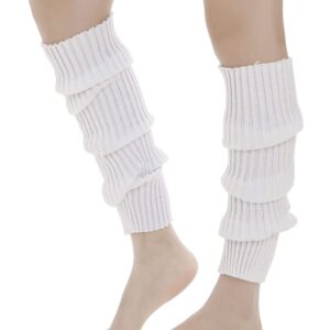 Sarfel Leg Warmers for Women 80s Ribbed Knit Leg Warmer Custume Womens Leg Warmers Sports Party Accessories White