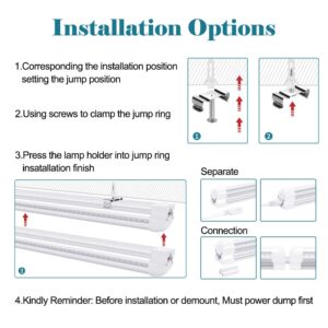 JOMITOP 8 Ft Integrated LED Tube Light 120W T8 V Shaped 96" Four Row 14400 Lumens(300W Fluorescent Equivalent) Clear Cover Super Bright White 6500K Pack of 6