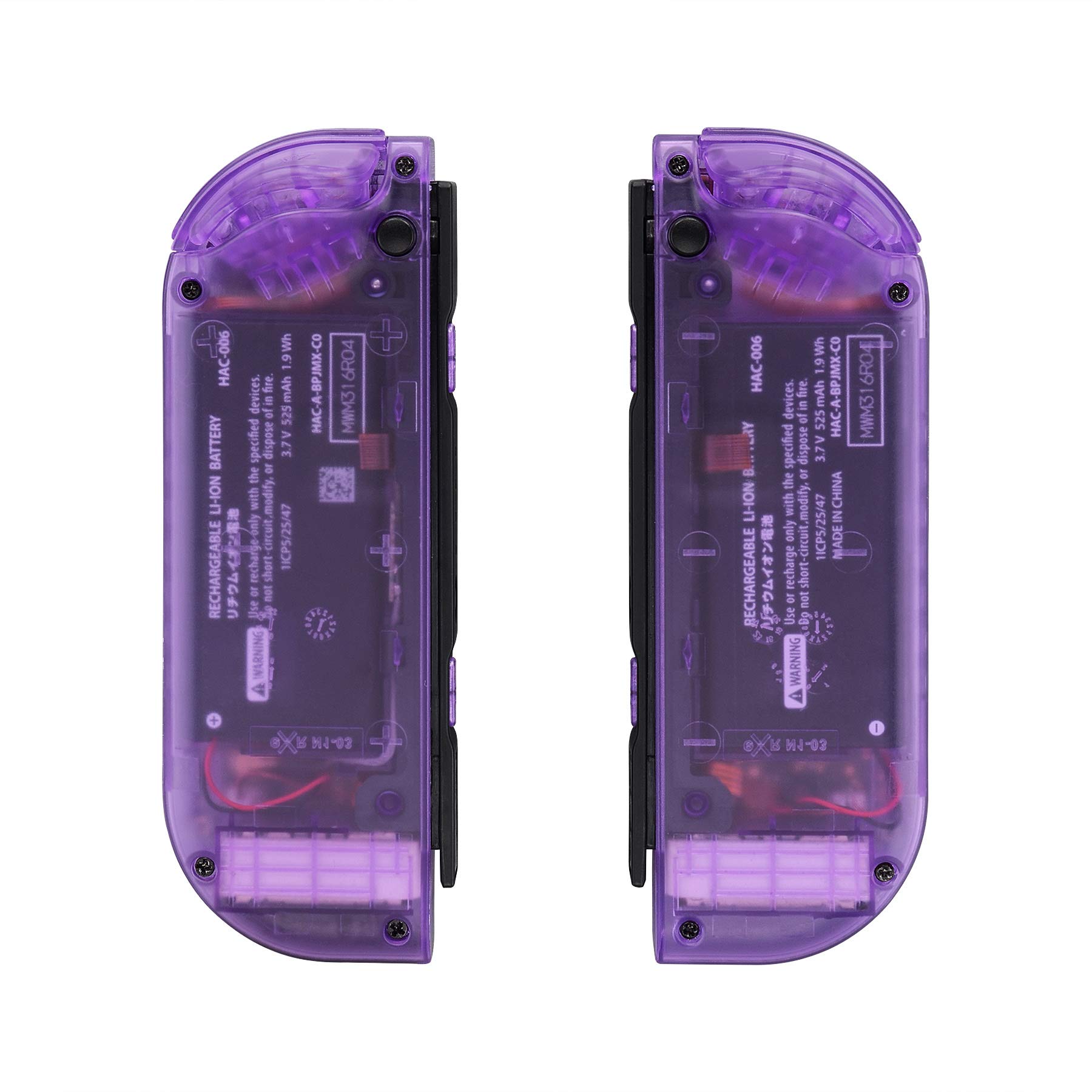 eXtremeRate Clear Atomic Purple Joycon Handheld Controller Housing (D-Pad Version) with Full Buttons, DIY Replacement Shell Case for Nintendo Switch & Switch OLED Joy-Con – Console Shell NOT Included