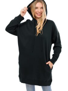 mixmatchy women's casual long sleeve fleece hoodie fall sweatshirts hooded pullover tunic black 2xl