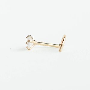 14k Gold Cubic Zirconia Nose Ring (3mm)