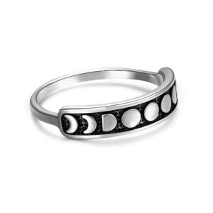 angol sterling silver rings for women vintage moon phase ring s925 stacking statement band minimalist finger ring