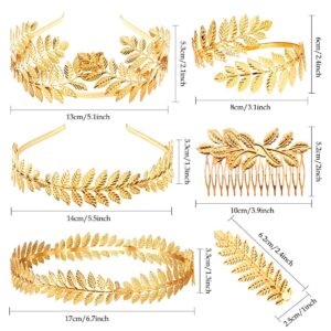 7pcs Goddess Leaf Headband, Greek Goddess Bridal Hairband, Laurel Leaves Crown Gold Leaf Branch Crown Greek Goddess Headpiece Accessories, Romantic Grecian Goddess Costume Accessories – Gorgeous