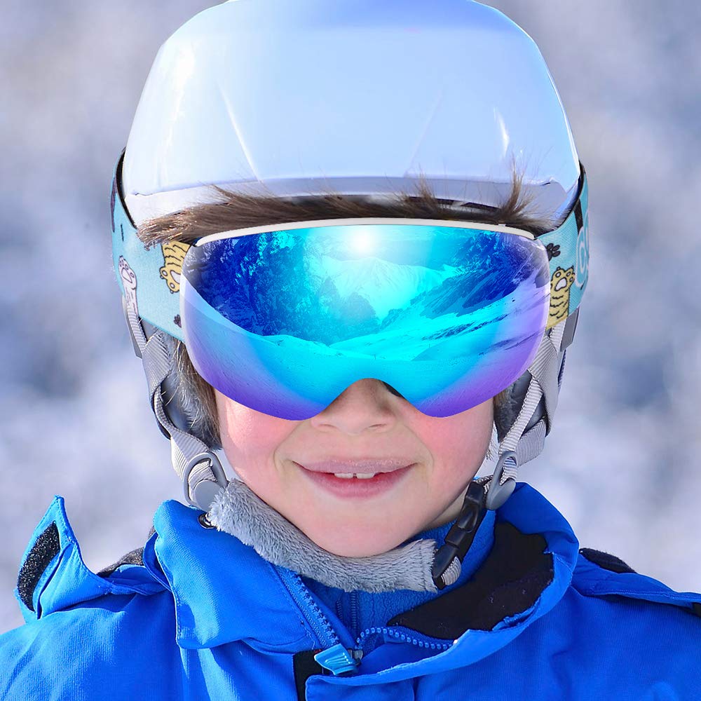 COPOZZ Ski Goggles Kids Magnetic Lens, Youth Snowboard Snow Goggles for Boys Girls Age 2-12,OTG UV400 Helmet Compatible