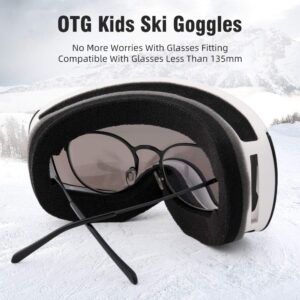 COPOZZ Ski Goggles Kids Magnetic Lens, Youth Snowboard Snow Goggles for Boys Girls Age 2-12,OTG UV400 Helmet Compatible