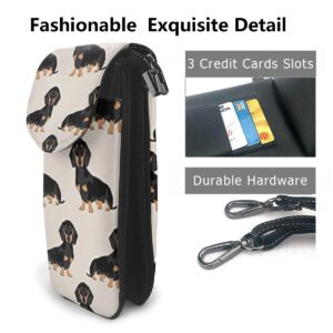 Women Men Girls Boys Wiener Dog Fabric Doxie Dachshund Weiner Dog Pet Dogs Small Crossbody Purse Cell Phone Pouch Mini Tote Shoulder Bag For Travel Work Shopping Walking Dating Outdoor