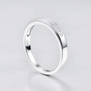 Merthus Half Eternity Jewelry CZ Stackable 18K White Gold Plated Wedding Band Ring for Women Size 9