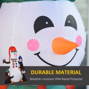 HOMCOM 6' Christmas Inflatables Outdoor Decorations Snowman with Penguins, Blow-Up Yard Christmas Decor with LED Rotating Colorful Light