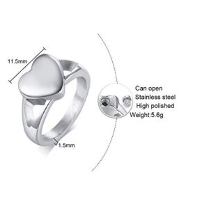 MEMORIALU Stainless Steel Heart Shape Urn Ring for Ashes Cremation Memorial Jewelry (6)