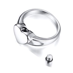 MEMORIALU Stainless Steel Heart Shape Urn Ring for Ashes Cremation Memorial Jewelry (6)