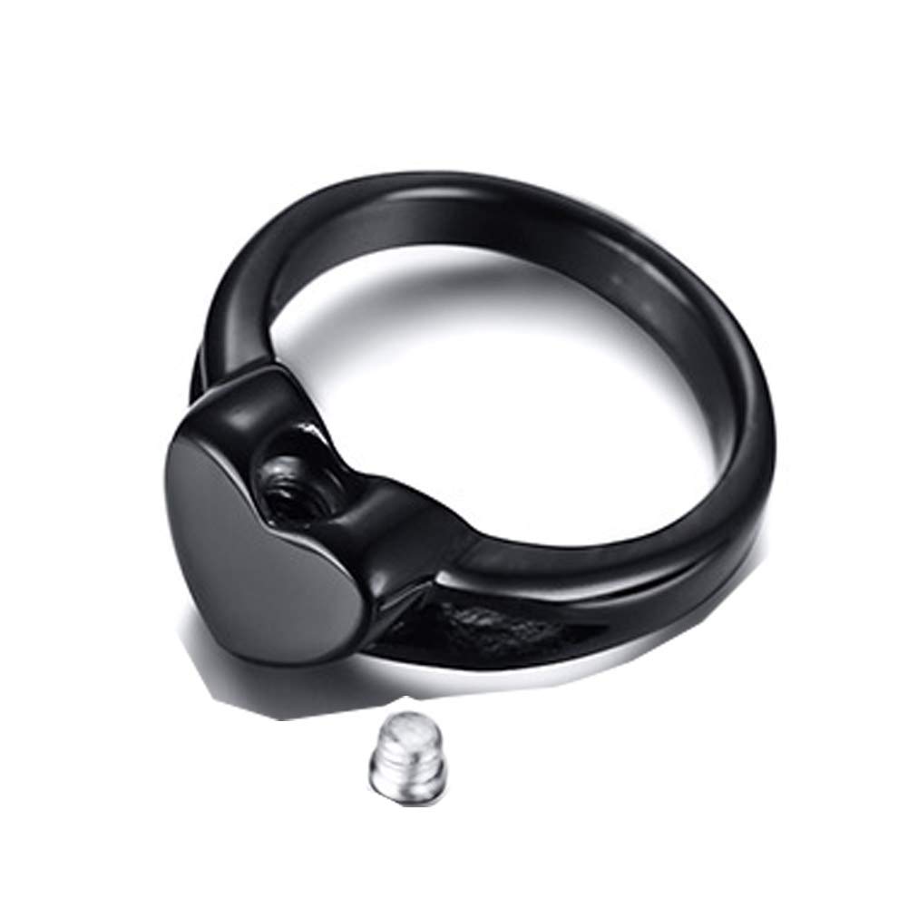 MEMORIALU Stainless Steel Black Heart Shape Urn Ring for Ashes Cremation Memorial Jewelry (9)