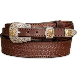 bullhide belts mens western ranger leather belt, 1.50" wide, brown, 38”