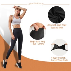 High Waisted Leggings for Women - No See Through Tummy Novelty Workout Yoga Pants with Pockets Reg & Plus