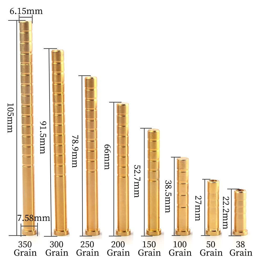 SHARROW 12pcs Archery Arrow Copper Insert Screw Copper Brass Arrow Inserts Arrowheads Connector for 6.2mm Arrow Shaft (150gr)