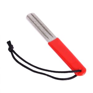 hook sharpener, durability hook whetstone fish hook sharpening file tool accessory for outdoor fishing(dual grooving-red)