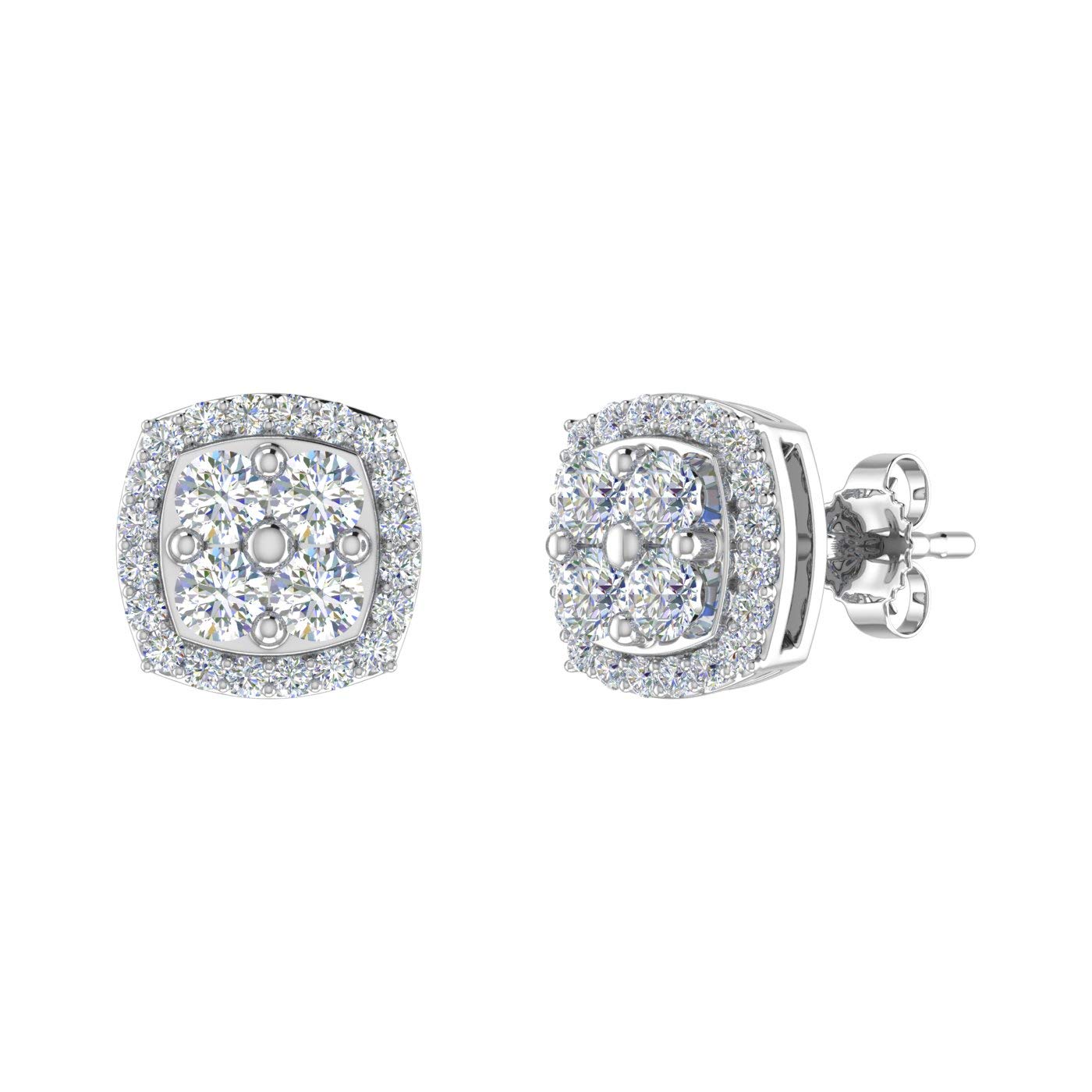 1/2 Carat Cushion Shaped Diamond Stud Earrings in 10K White Gold