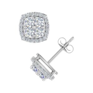 1/2 Carat Cushion Shaped Diamond Stud Earrings in 10K White Gold