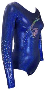 look-it activewear gymnastic leotard midnight blue long sleeve leotard for women adult large (size 10-12)