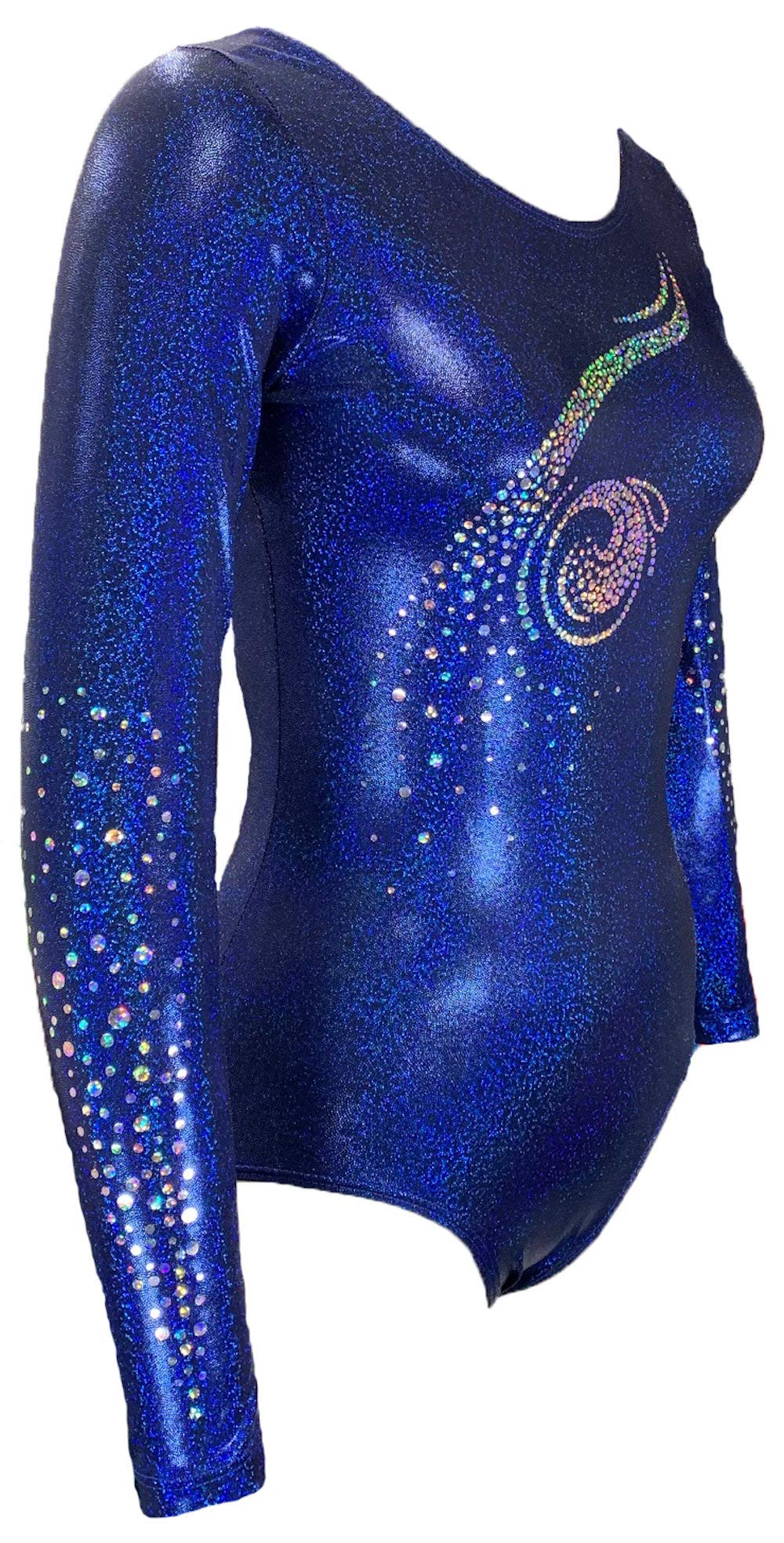 Look-It Activewear Gymnastic Leotard Midnight Blue Long Sleeve leotard for Women Adult Large (size 10-12)