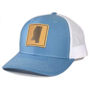 homeland tees men's mississippi leather patch trucker hat - coumbia blue/white