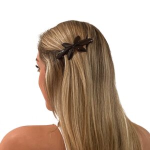 Camila Paris CP2875 French Hair Barrette Clip for Girls Flower, Black, Automatic Clasp Strong Hold Grip Hair Clips for Women, No Slip and Durable Styling Girls Hair Accessories, Made in France