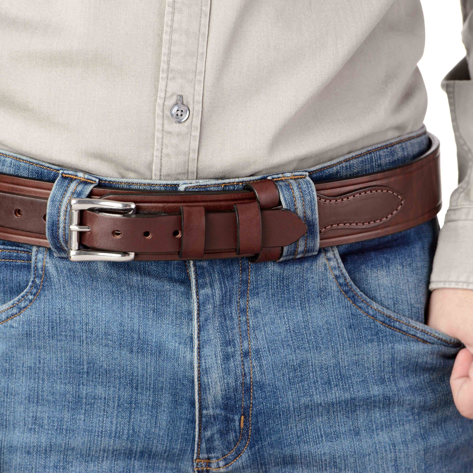 Bullhide Belts Mens Leather Belt for Work, Casual, Dress, 1.75" Wide, Brown, 40"