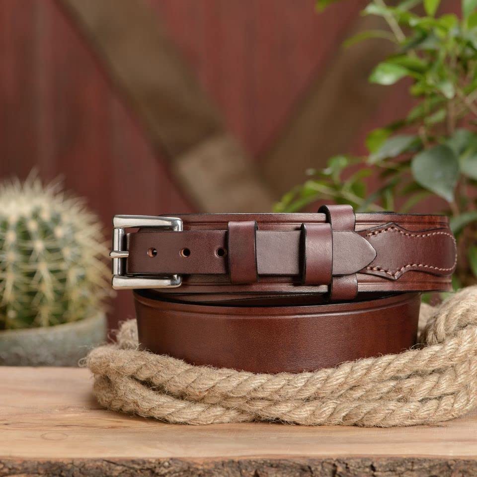 Bullhide Belts Mens Leather Belt for Work, Casual, Dress, 1.75" Wide, Brown, 40"