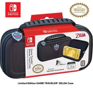 game traveler zelda nintendo switch lite case - switch lite carrying case for switch lite & travel case, adjustable viewing stand, bonus game case & deluxe carry handle, licensed nintendo game case