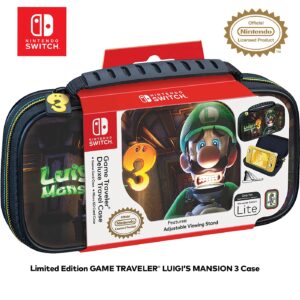 game traveler mario nintendo switch lite case - switch lite carrying case for switch lite & travel case, adjustable viewing stand, bonus game case & deluxe carry handle, licensed nintendo game case