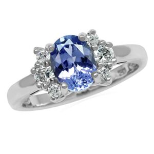 Silvershake Genuine Oval 8x6 mm 1.1 Ctw Tanzanite and Topaz 925 Sterling Silver Engagement Ring Size 6