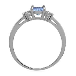 Silvershake Genuine Oval 8x6 mm 1.1 Ctw Tanzanite and Topaz 925 Sterling Silver Engagement Ring Size 6