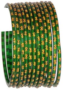 jd'z collection glass bangles for women, indian traditional jewelry glass bangles set for ethnic daily wear, bollywood bridal bangles for indian marriage (set of 12-2.8) - green