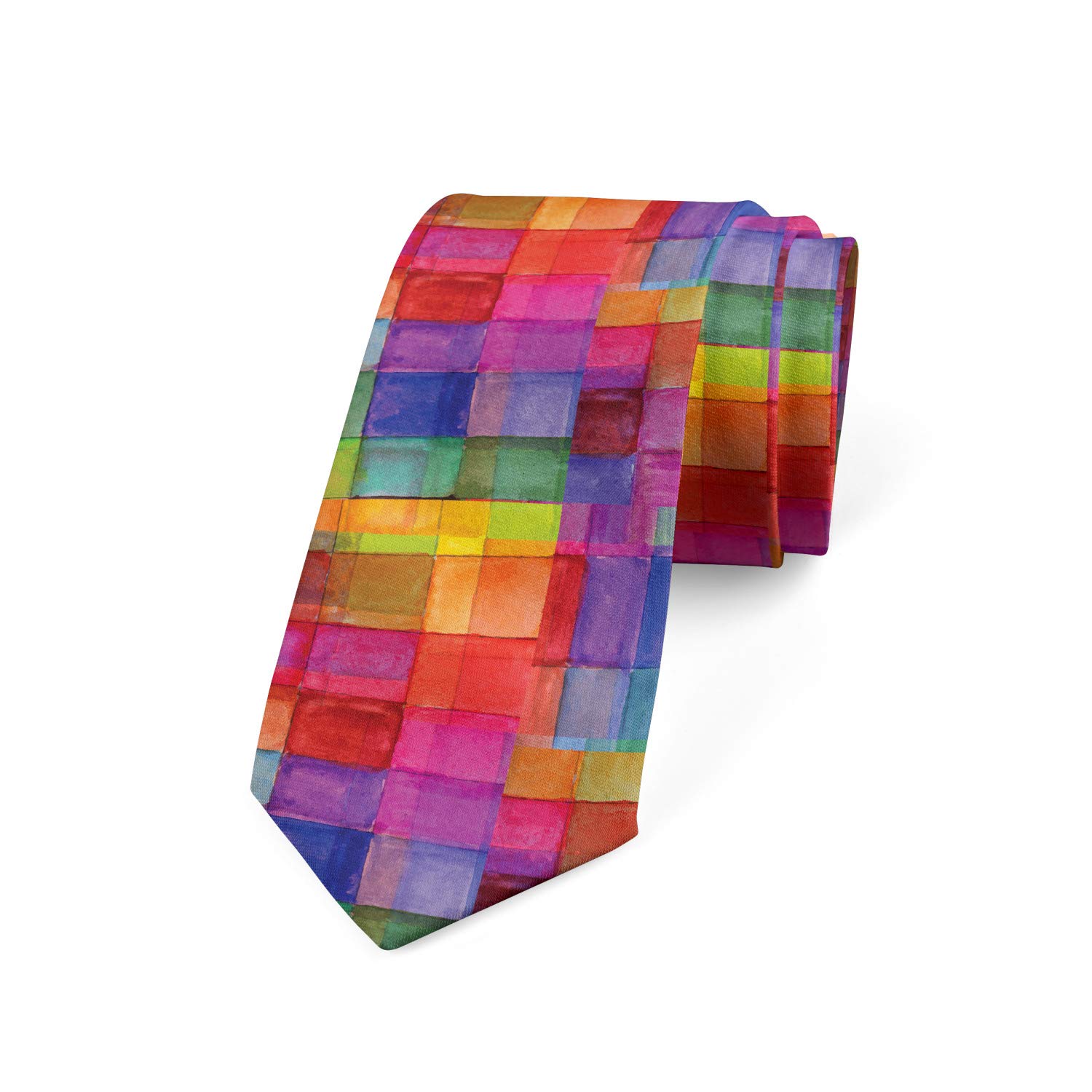 Ambesonne Rainbow Necktie for Men Casual & Dress Shirt Tie, 3.7", Purple Magenta