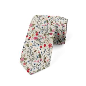 lunarable men's tie, colorful garden hummingbirds, 3.7", pink green