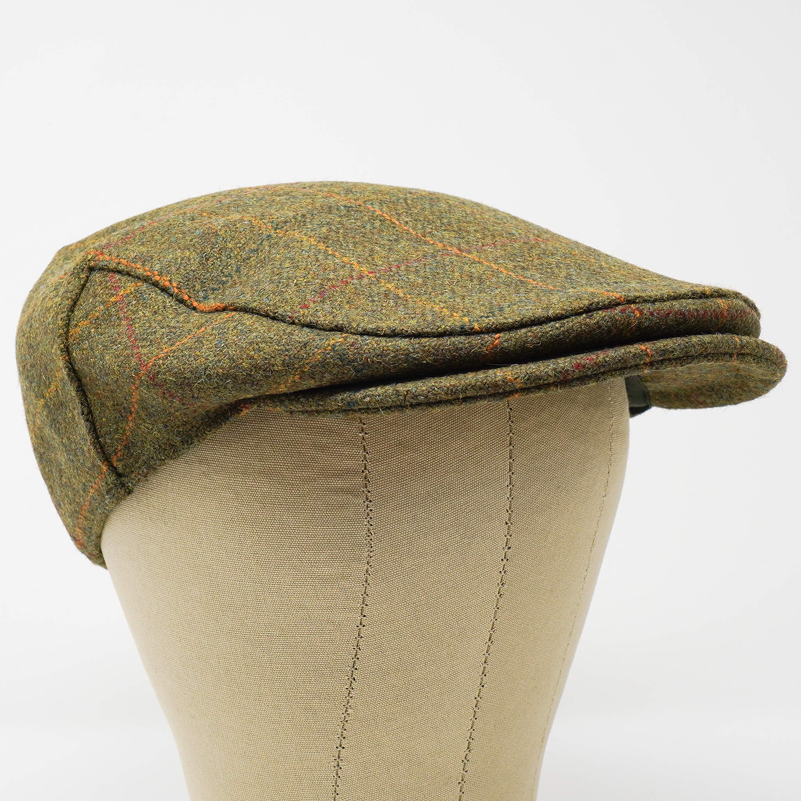 Borges & Scott Woodsman Flat Cap - Fully Waterproof – Yorkshire Tweed – 100% Wool Outer - Juniper Gold Check - 58cm