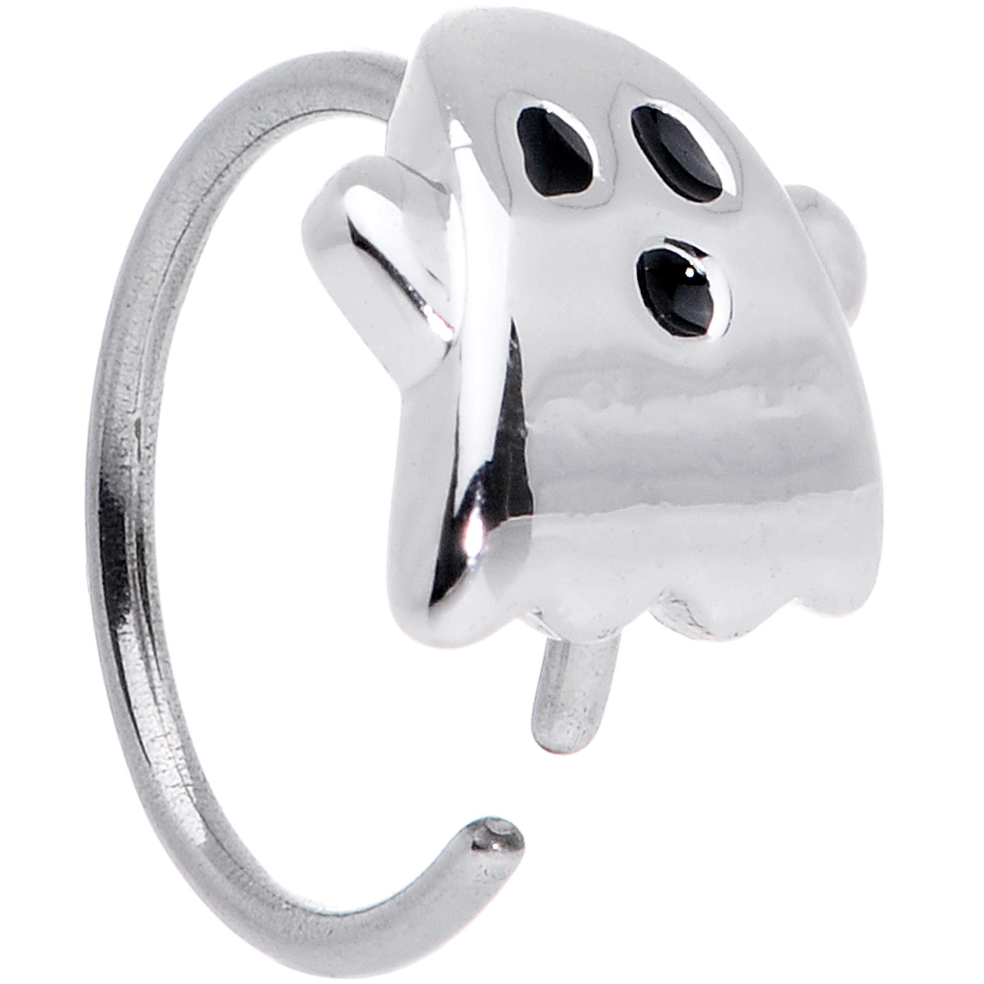 Body Candy Womens 20G 316L Stainless Steel Scary Ghost Nose Ring 8mm Nose Hoop Ring Circular Nose Ring 5/16”