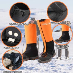 Leg Gaiters Waterproof Snow Boot Gaiters for Snowshoeing, Hiking, Hunting, Running, Motorcycle Anti-Tear Oxford Fabric, TPU Instep Belt Metal Shoelace Hook Adjustable top Buckle Strap for Outdoor