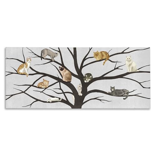 Stupell Industries Cats in The Tree Animal Pet Black Grey Painting, Design by Artist Ziwei Li Wall Art, 10x24, Canvas