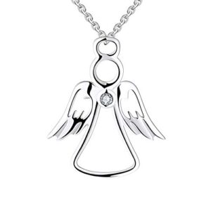 FJ Guardian Angel Necklace 925 Sterling Silver Angel Pendant Jewelry Gifts for Women