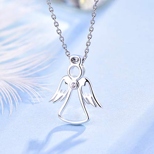 FJ Guardian Angel Necklace 925 Sterling Silver Angel Pendant Jewelry Gifts for Women