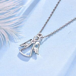 FJ Guardian Angel Necklace 925 Sterling Silver Angel Pendant Jewelry Gifts for Women