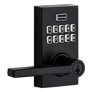 kwikset 99170-004 smartcode 917 keypad keyless entry contemporary residential electronic lever lock deadbolt alternative with halifax door handle and smartkey security, matte black