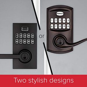 Kwikset 99170-004 SmartCode 917 Keypad Keyless Entry Contemporary Residential Electronic Lever Lock Deadbolt Alternative with Halifax Door Handle and SmartKey Security, Matte Black