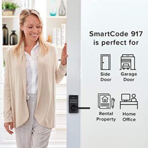 Kwikset 99170-004 SmartCode 917 Keypad Keyless Entry Contemporary Residential Electronic Lever Lock Deadbolt Alternative with Halifax Door Handle and SmartKey Security, Matte Black